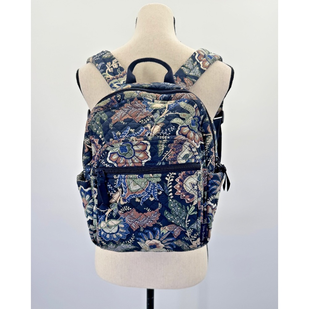Vera Bradley Java Navy Camo Floral Paisley Small Quilted Backpack Retired Travel